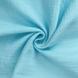 Ткань Муслин Жатый (Ширина 1,4м), цвет Небесно-голубой (на отрез) в Калуге