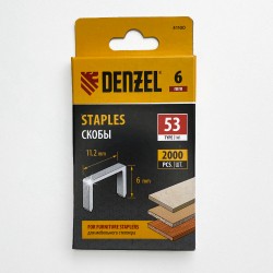 Denzel Скобы, 6 мм, для мебельного степлера, тип 53, 2000 шт. в Калуге