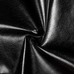 Ткань Дерматин (Кожзам) для мебели (Ширина 138см), цвет Черный (на отрез) в Калуге