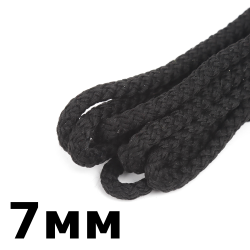 Шнур с сердечником 7мм, цвет Чёрный (плетено-вязанный, плотный)  в Калуге